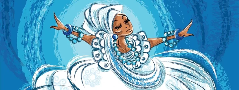 Ilustração do livro "A menina que queria rodar a baiana"